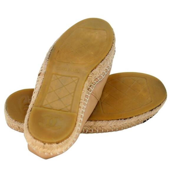 Chanel Espadrille 37 Cc Monogram Leather Cap Toe Flats CC-S0207P-C045 - Picture 10 of 11